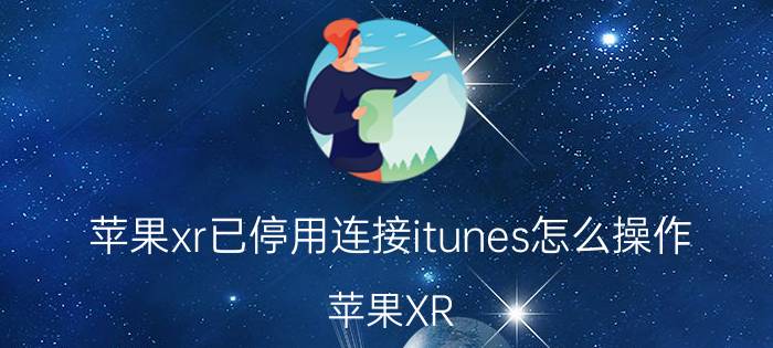 苹果xr已停用连接itunes怎么操作 苹果XR